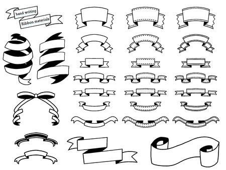 Handwriting ribbon disign material setのイラスト素材