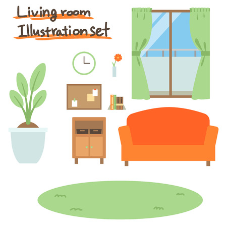 livingroom illustration setのイラスト素材
