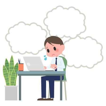 man operating the laptop balloonのイラスト素材