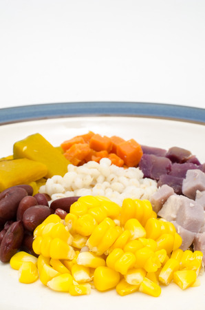 streamed vegetable on white backgroundの写真素材