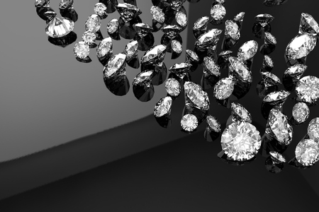 Luxury diamonds on black backgrounds with text spaceの写真素材