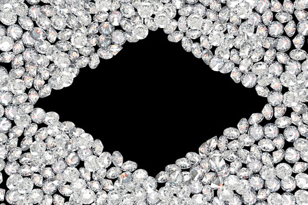 Luxury diamonds frame on black backgroundsの写真素材