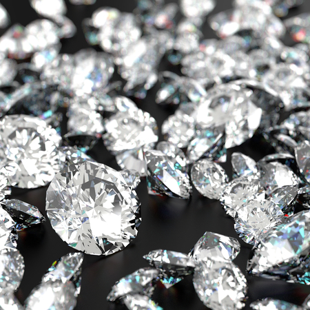 Luxury diamonds on black backgroundsの写真素材