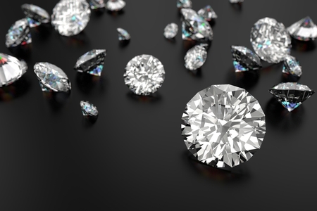 Luxury diamonds on black backgroundの写真素材