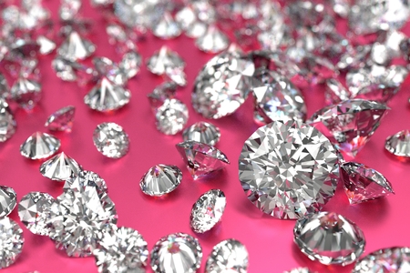 Luxury diamonds on pink backgroundの写真素材