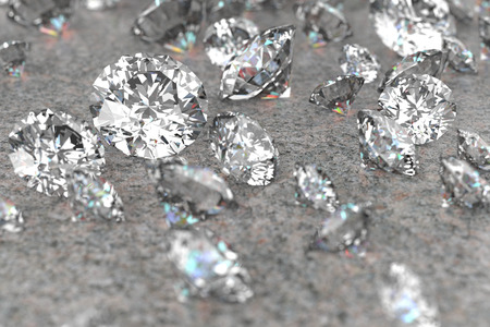 3D rendering Luxury diamonds on marble background