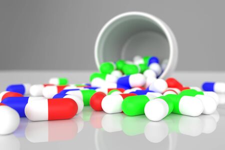 3d rendering bottle pill on white background