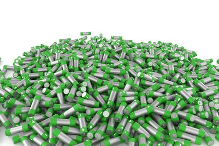 3d rendering lot of battery on white background