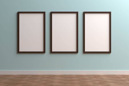 3d render black Photo frame on color wall