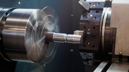Rotated mechanism - automatic for machine processing of metal, industrial background, close upの写真素材