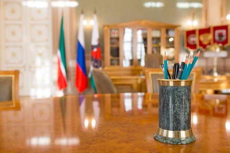 KAZAN, RUSSIA - 16 JANUARY 2017, City Hall - luxury and beautiful touristic place - the mayors office - writing accessoriesのeditorial素材