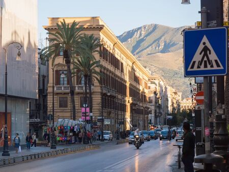 PALERMO, ITALY - may 13, 2015: Pedestrians walking in old city centre, Sicilyのeditorial素材