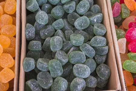 Blue marmalade with the icing sugar at street marketの写真素材