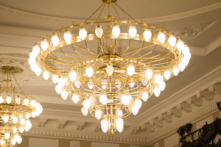 KAZAN, RUSSIA - 2 JANUARY 2017, Kachalov theatre - luxury crystal chandelier on cellingのeditorial素材