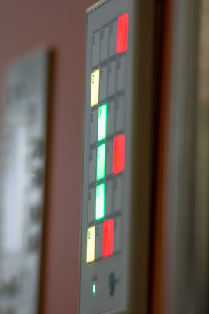 Fire control panel - mange of security on plastics products plant, close up, verticalの写真素材