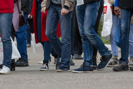 A large group of young people - students or pupilsの写真素材