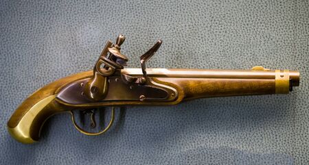 Russian military flint pistol of 19 century - close upの写真素材