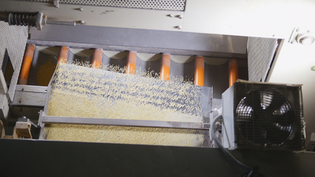 Macaroni factory production line - top view