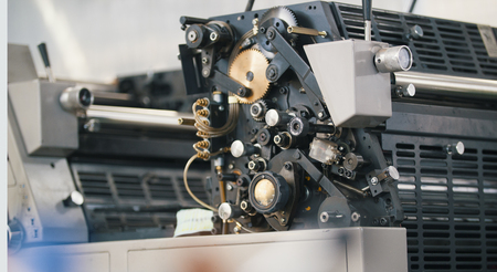 Modern printing press machine in a printing house