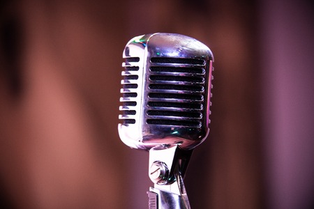 A old style retro microphone. Close upの写真素材
