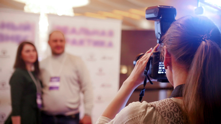 A business conference. Significant people taking a photoの写真素材