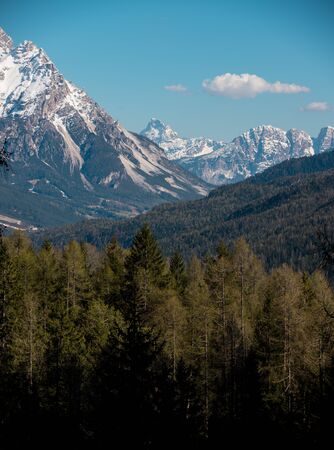 Dolomites nature. A beautiful landscape of the mountains and forestの写真素材