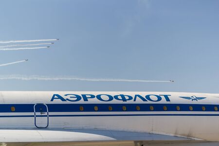 30 AUGUST 2019 MOSCOW, RUSSIA: A passenger plain - AEROFLOT airlinesのeditorial素材