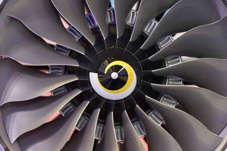A valve in the big turbine of an airplaneの写真素材