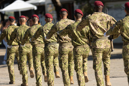 Portugal Commandos - special force soldiers march in a row