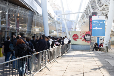 11-17-2022 LISBON, PORTUGAL - queue to enter the Lisboa Games Week 17