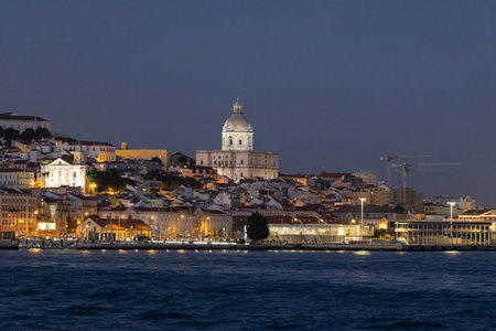 PORTUGAL, LISBON 11-25-2022: Lisbon at night and tagus riverのeditorial素材