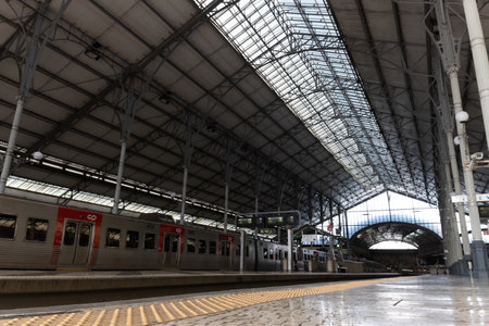 11-20-2022 PORTUGAL, LISBON: the train stops at an open stop