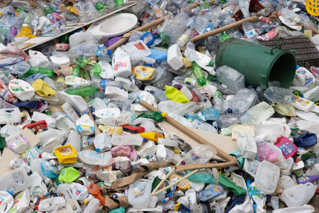 16 october 2022 Almada, Portugal: a garbage dump full of garbage suitable for further recyclingのeditorial素材
