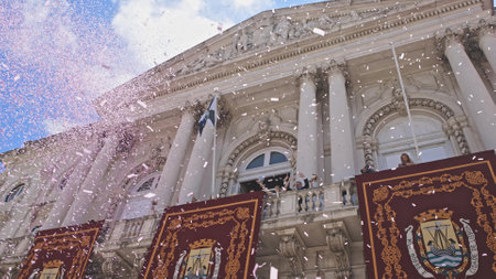 12 june 2023 Lisbon Portugal - Santo Antonio Festival - Pacos do Concelho - Camara Municipal de Lisboa - Wedding ceremonyのeditorial素材