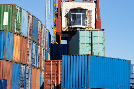 Colorful cargo containers in the seaportの写真素材
