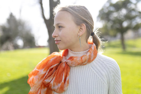 Young girl enjoying a sunny day outdoors