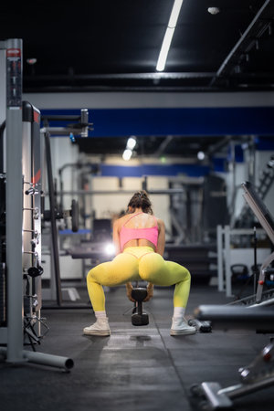 Woman working out legs and glutes in fitness gym