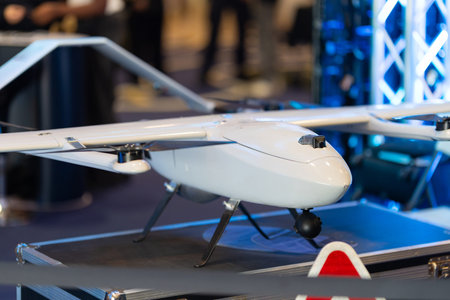 Hybrid evtol drone model displaying advanced aerial technology