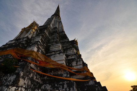 ancient thai temple on evening sunset heritage of nationalの写真素材