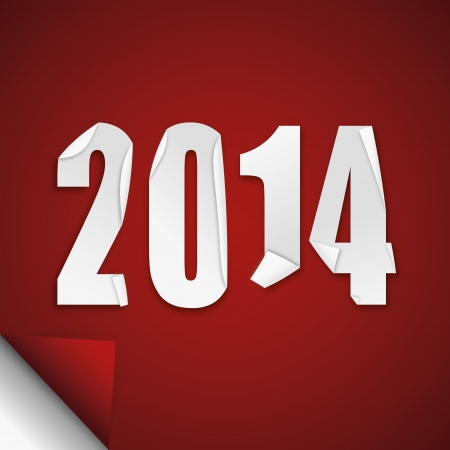 2014 abstract peel off white paper illustration on a red background のイラスト素材