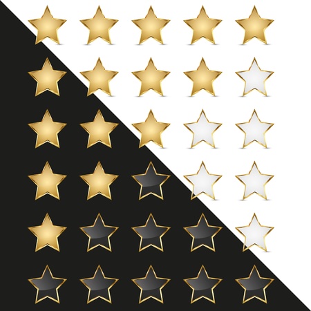 Set of 6 rows of elegant golden rating stars のイラスト素材