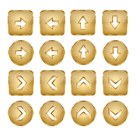 Elegant Golden Arrows Vector Web Buttonsのイラスト素材