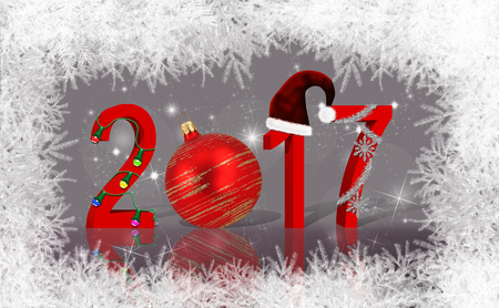 Christmas and New Year illustration: 2017 stock photography Christmas background with snowflake, snowflake and stars.の写真素材