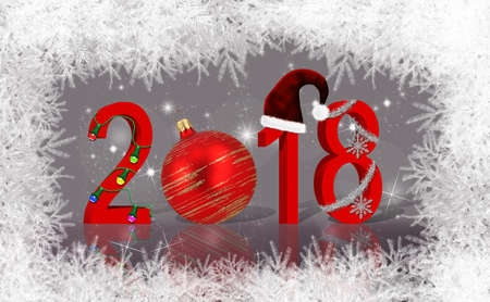 Christmas and New Year illustration: 2018 stock photography Christmas background with snowflake, snowflake and stars.の写真素材