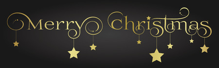 Elegant and noble gold Merry Christmas lettering with starsのイラスト素材