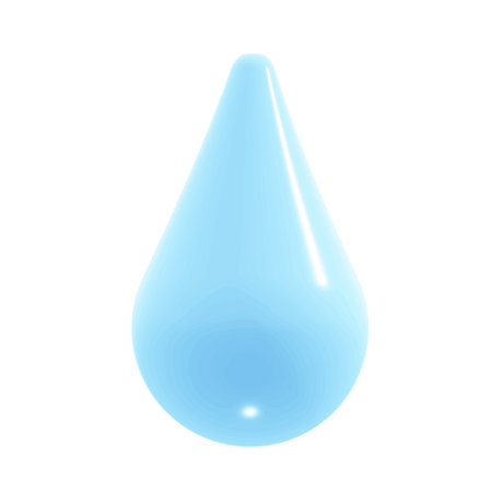 3D rendering soft light blue glossy raindrop in a modern cartoon plastic effect. Isolated on white.のイラスト素材