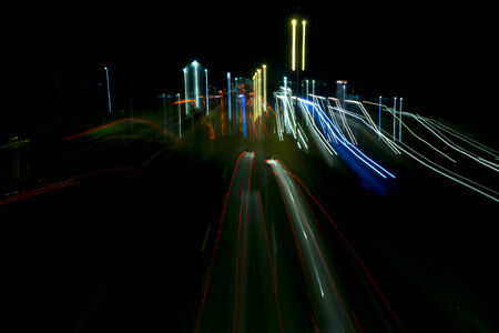 the light trails on the street in bangkok, Thailand.