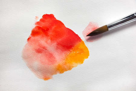 Abstract watercolor art hand paint on white backgroundの写真素材