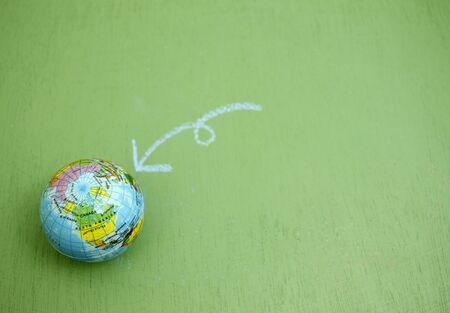 planet ball. Earth day. Green backgroundの写真素材