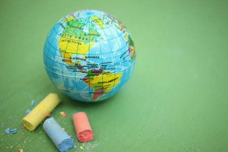 planet ball. Earth day. Green backgroundの写真素材